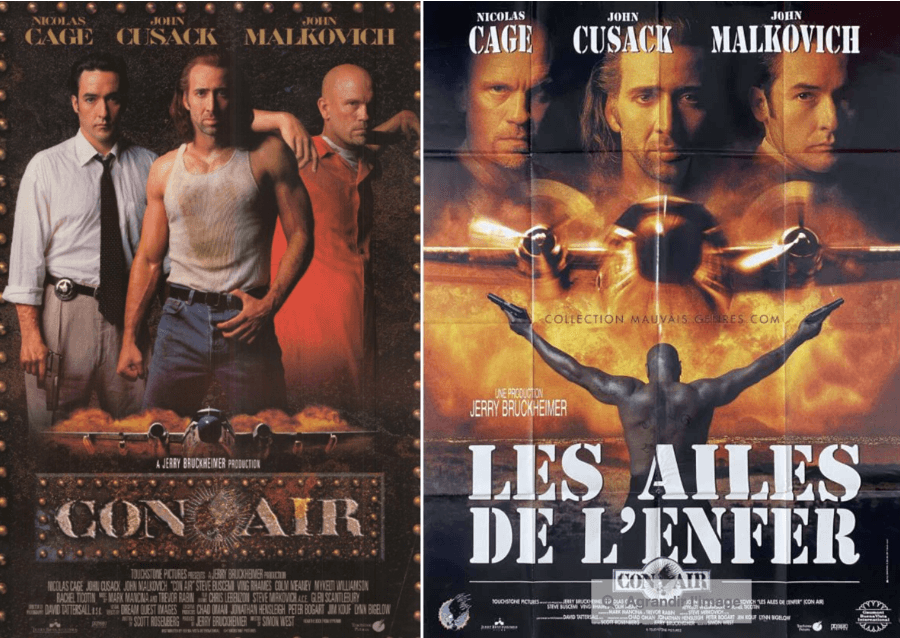 Affiche du film « Con Air », sorti en français sous le titre « Les Ailes de l’enfer »